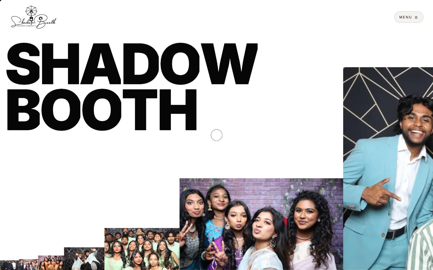 Startseite von Shadowbooth auf einem Desktop-Bildschirm